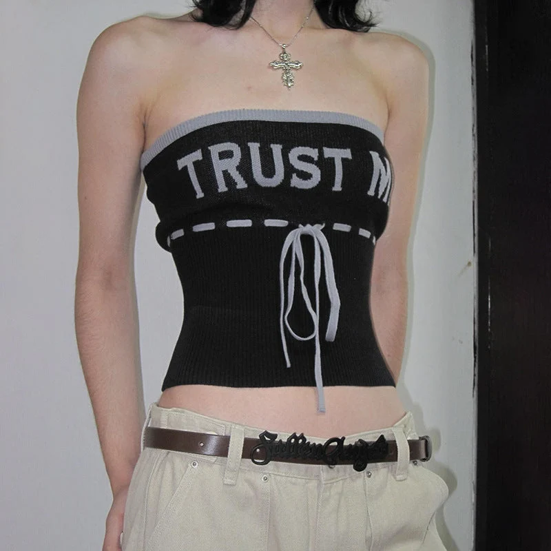 Grunge ribbed self tie tube top