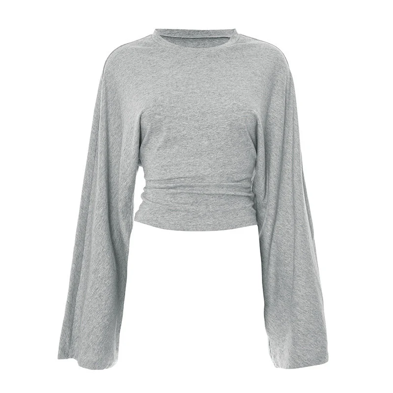 Effen top met lange mouwen en ronde hals