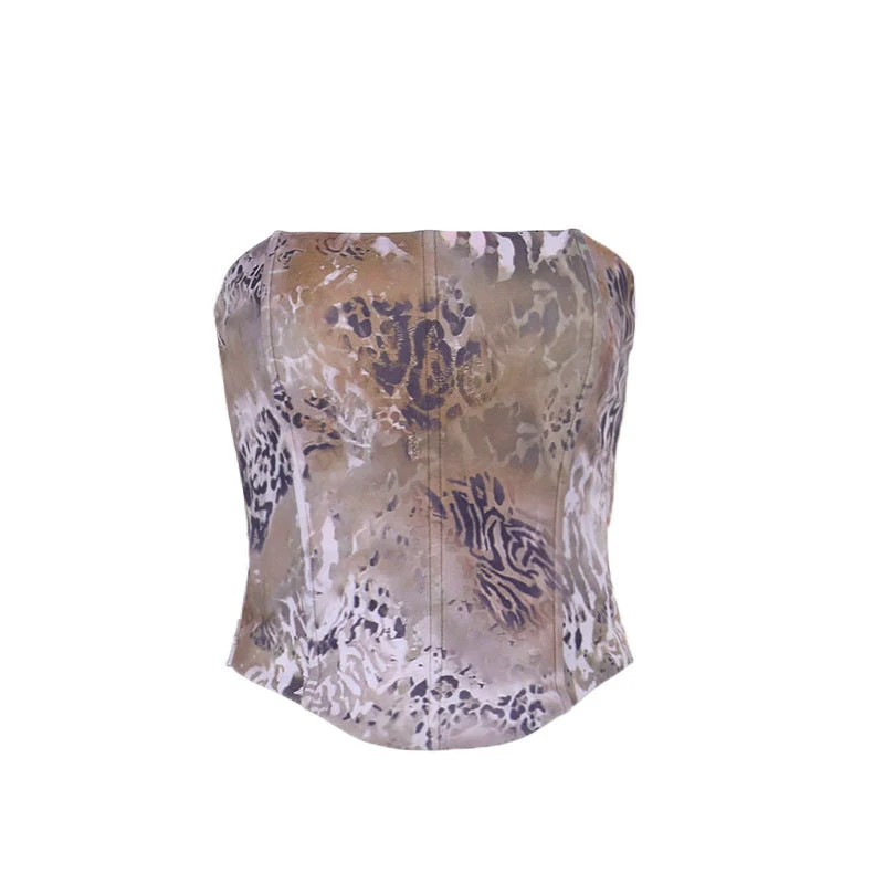 Korsettop met luipaardprint en ritssluiting