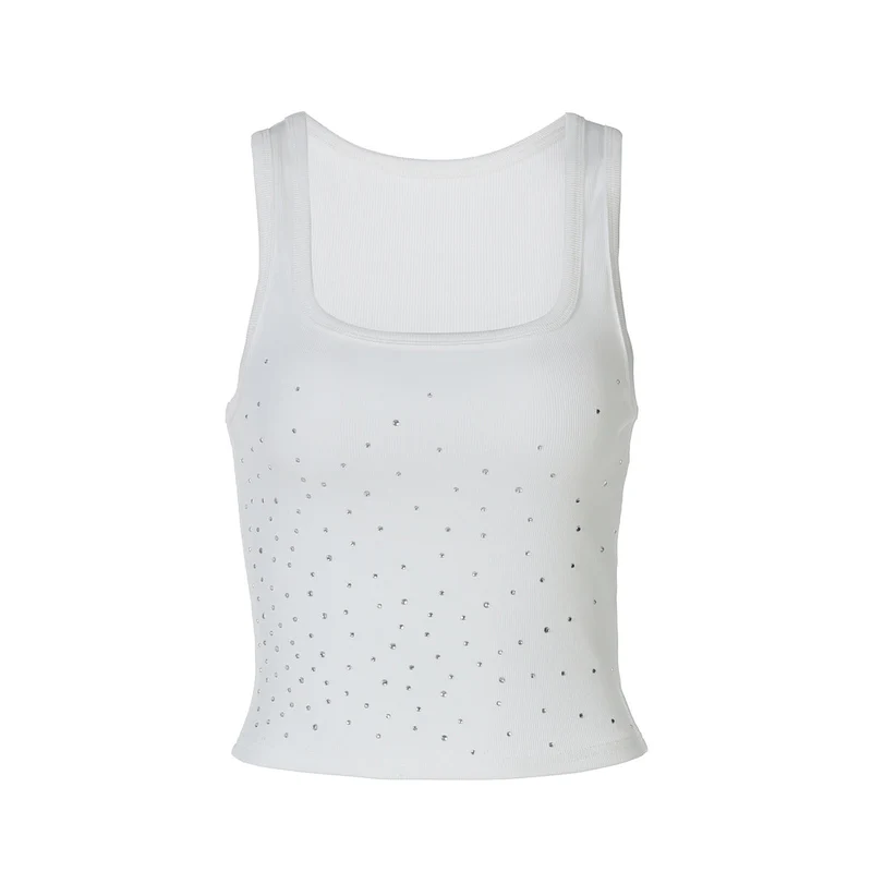 Grunge tanktop met U-hals en kralen