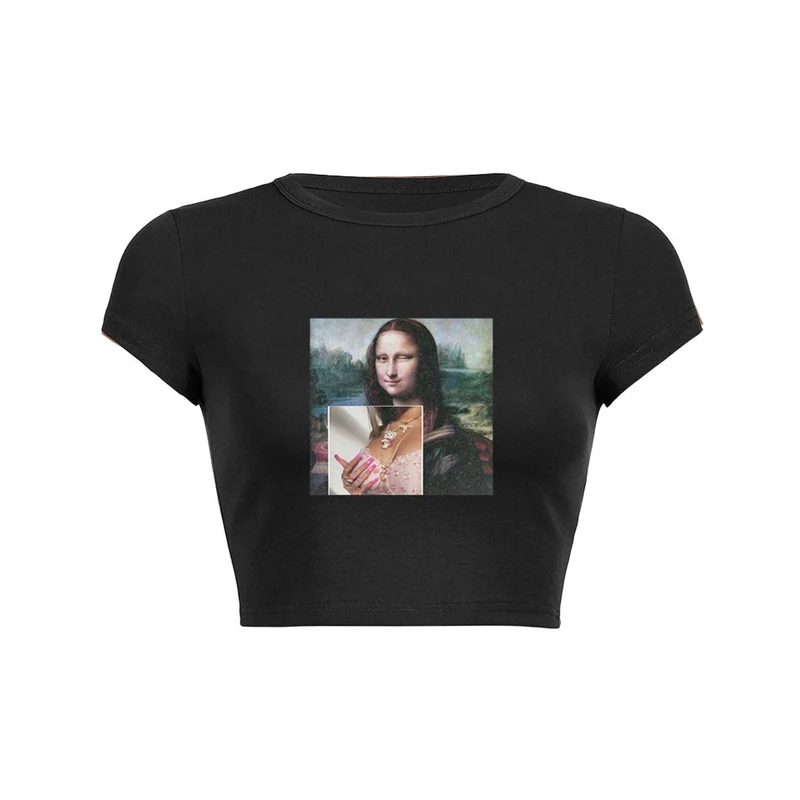 Chic Mona Lisa Remix Crop Top Baby T-shirt