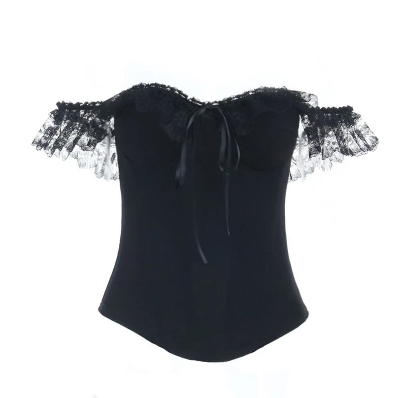 Fairycore off-shoulder tube top met strik en ritssluiting