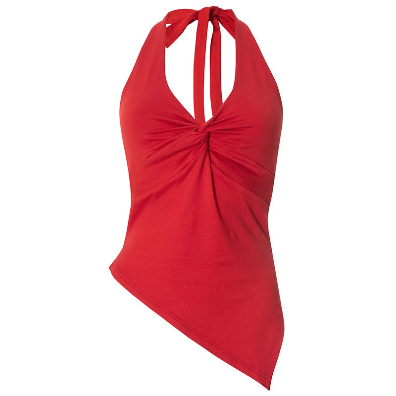 Grunge halter v neck ruched top
