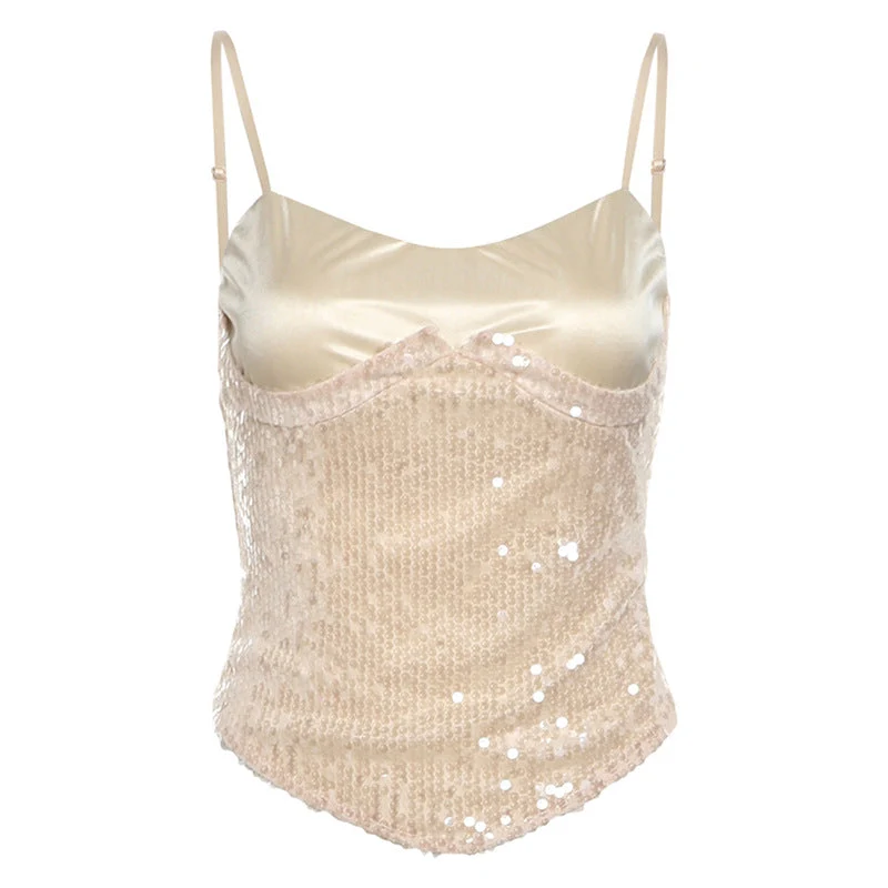 Fairycore lace up glitter backless cami top