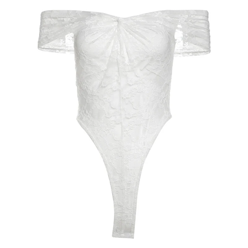 Fairycore off shoulder lace bodysuit