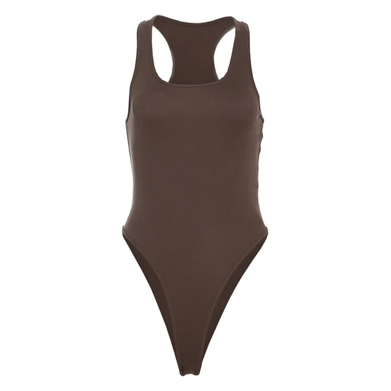 Body met U-hals en knoopsluiting en tanktop
