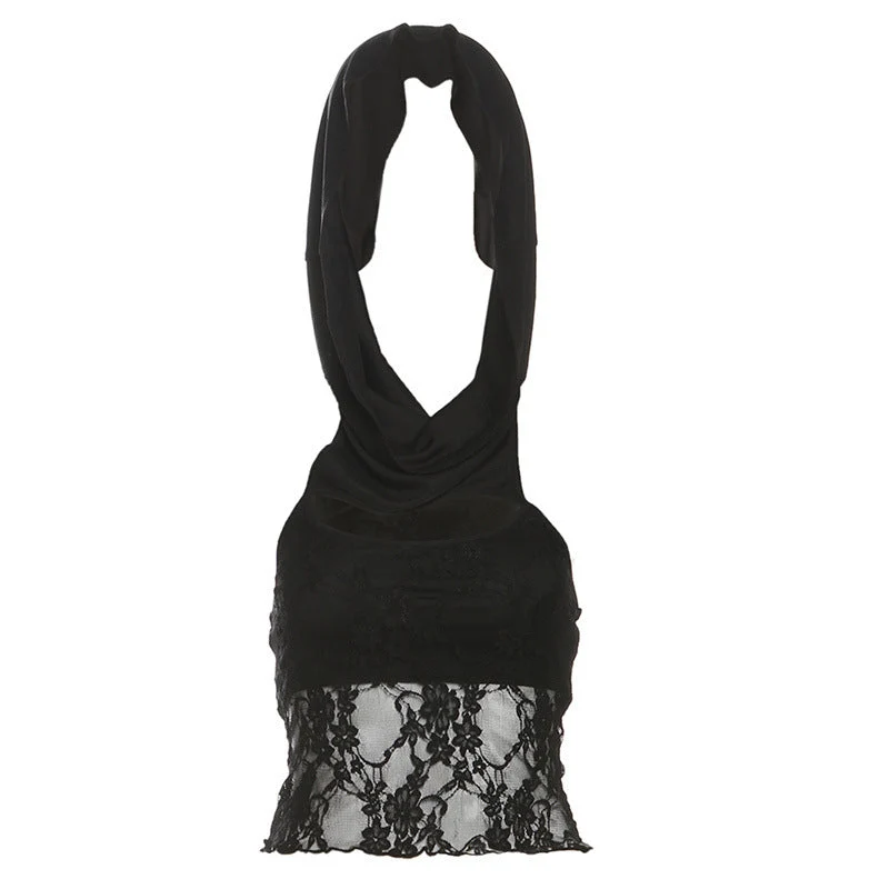 Hoodie kant uitgehold off shoulder 2-way top