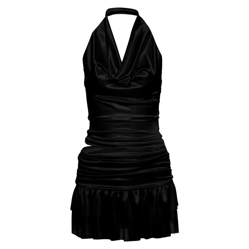 Set met col, gerimpelde halter en ruches van een minirok