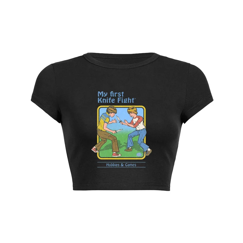 Y2K my first knife fight crop top