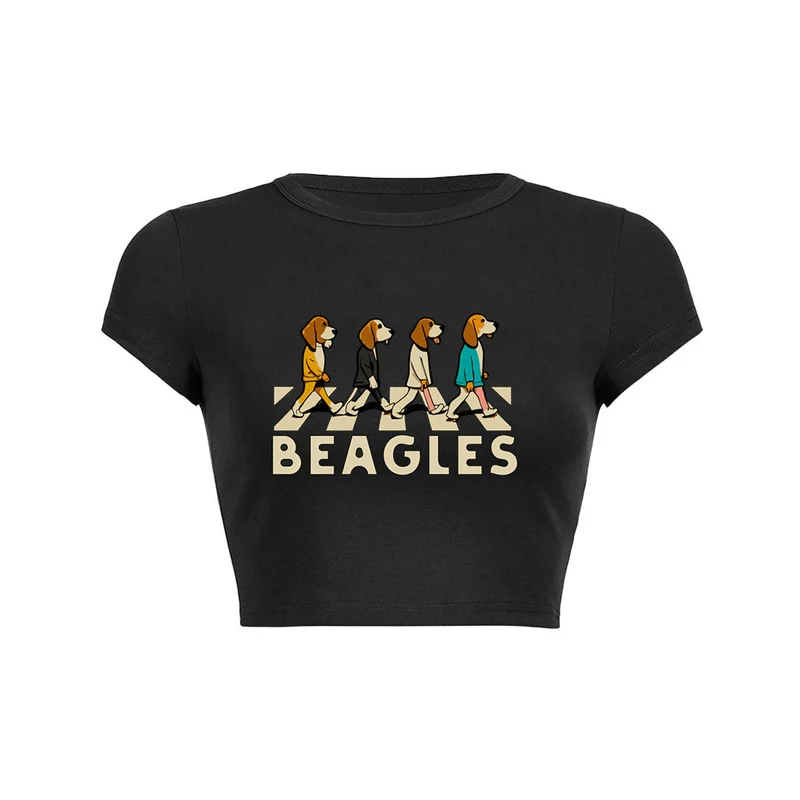 Retro Beagle Walk Crop Top Baby T-shirt