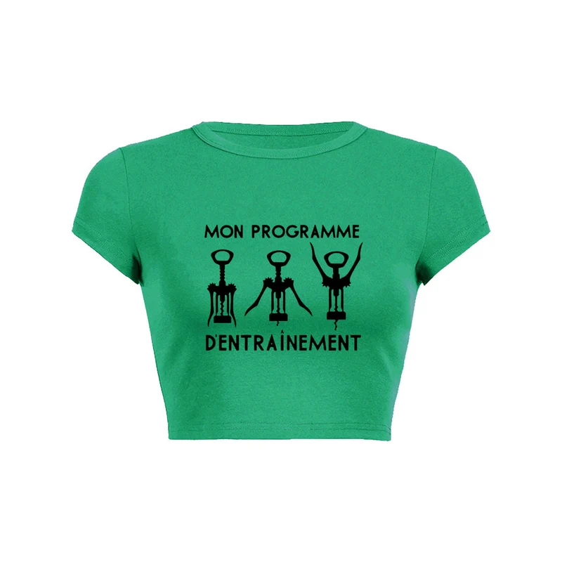 Y2K training program crop top baby tee