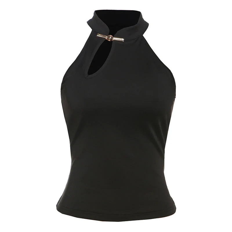 Grunge irregular hollow out sleeveless top