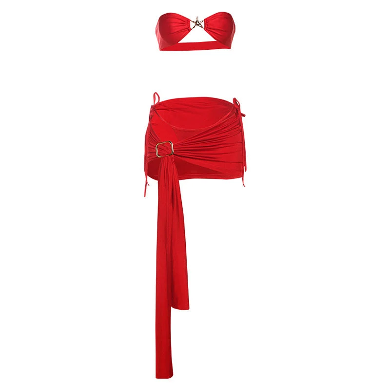Goth-set met minirok met ruches en onregelmatige buis