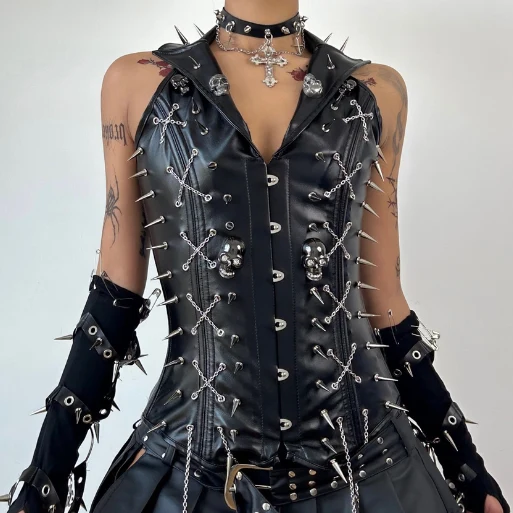 Gotische PU-leren metalen ketting