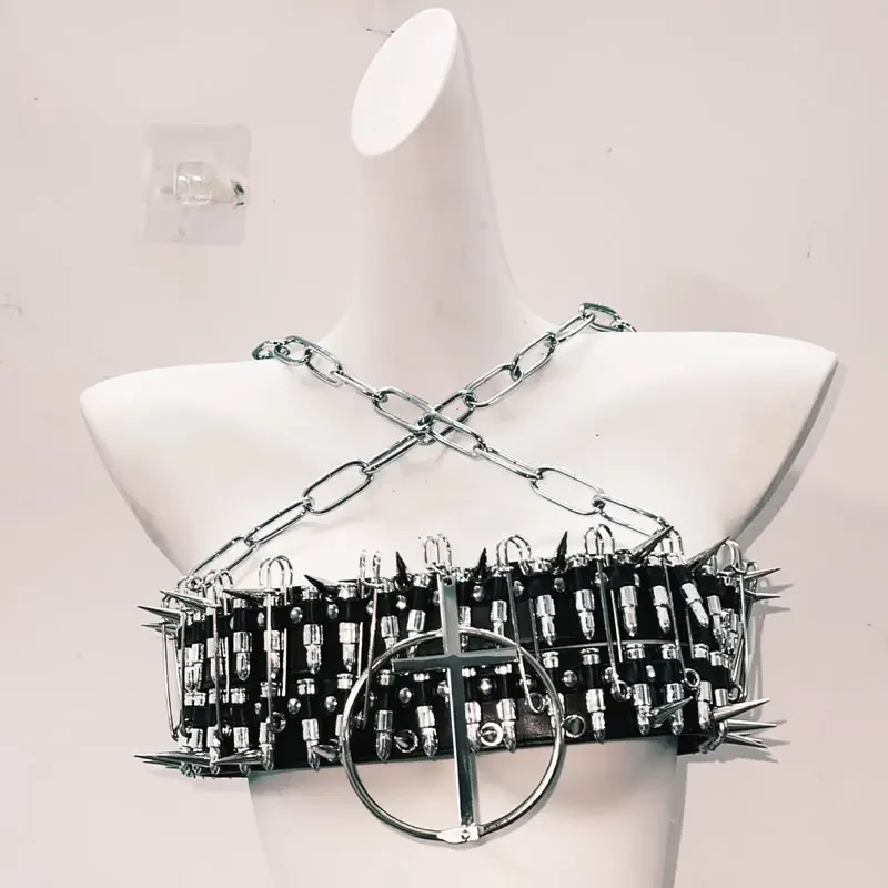 O-ring metalen ketting klinknagel cami top