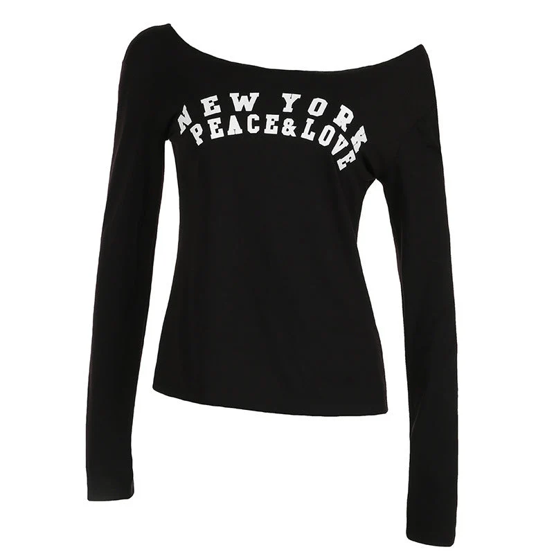 Grunge long sleeve letter pattern top