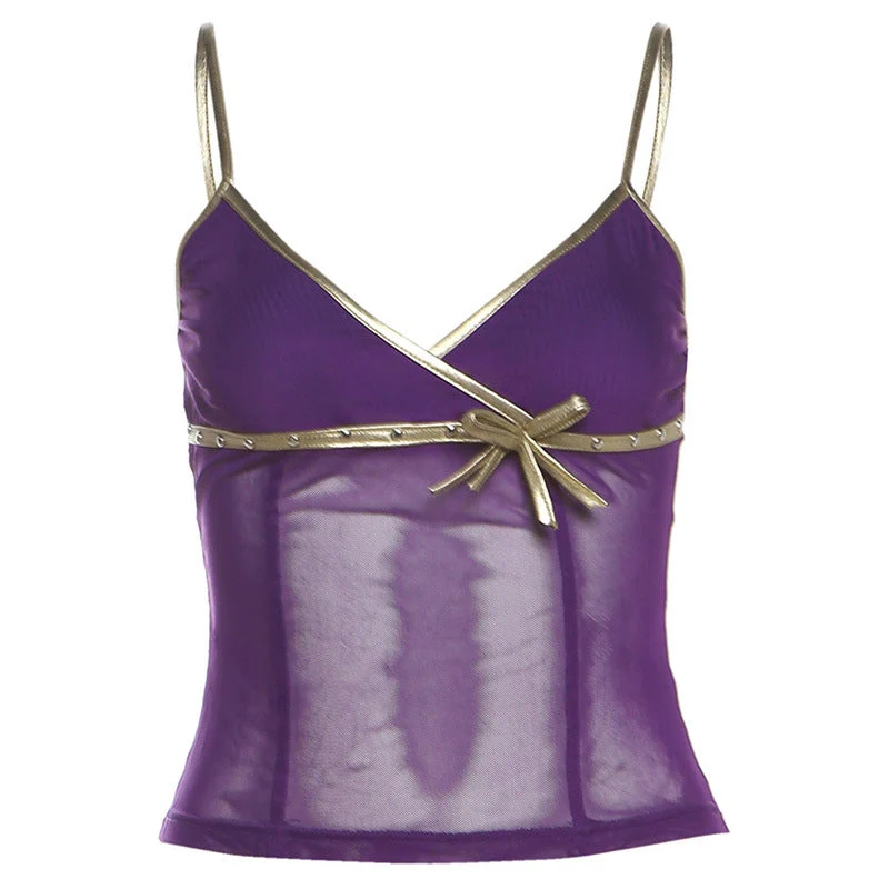 Fairycore mesh bowknot cami top