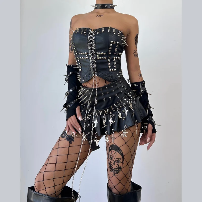 Fairycore metalen ketting vetersluiting tube top