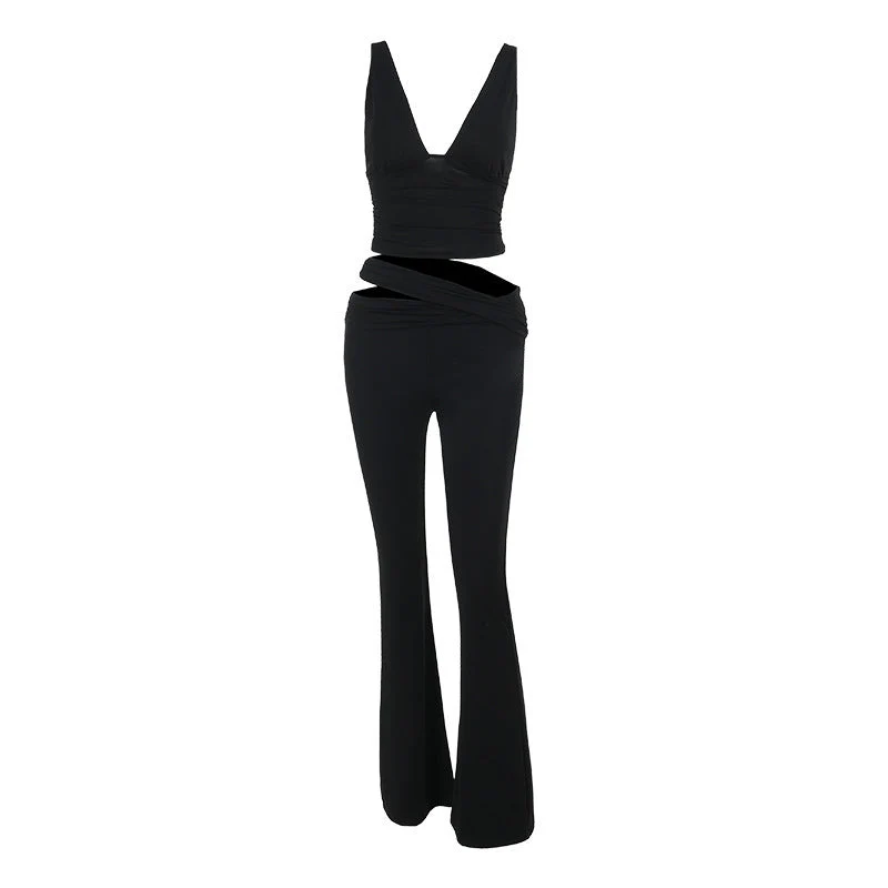 Grunge V-hals broekenset met open details