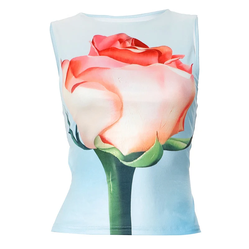 Fairycore self tie flower print top