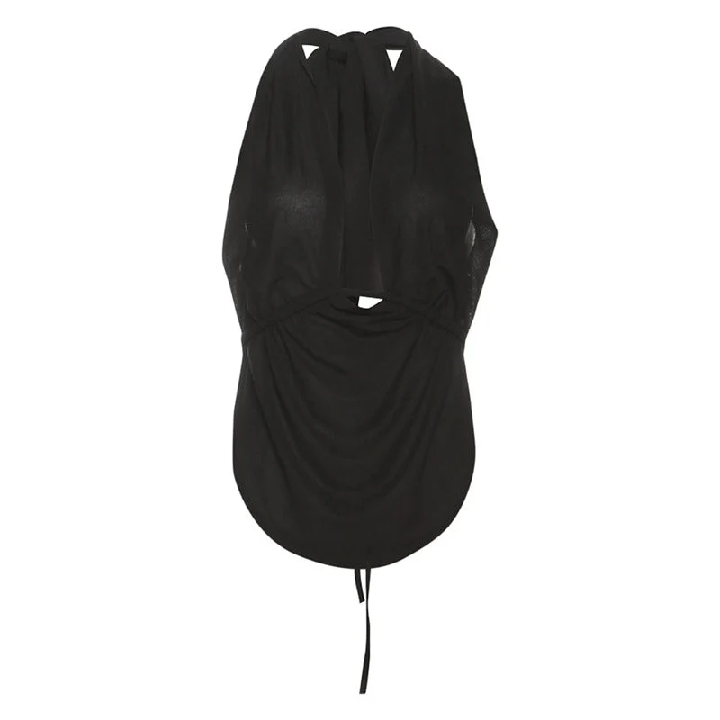 Grunge cami top met vierkante hals en open rug