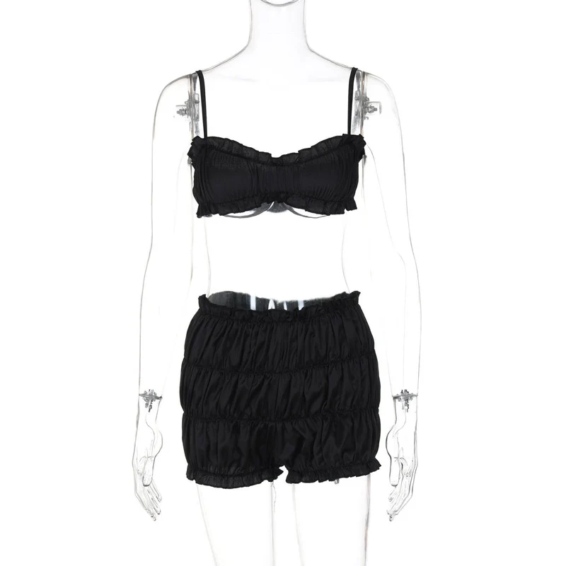 Grunge gesmokte cami-broek met ruches