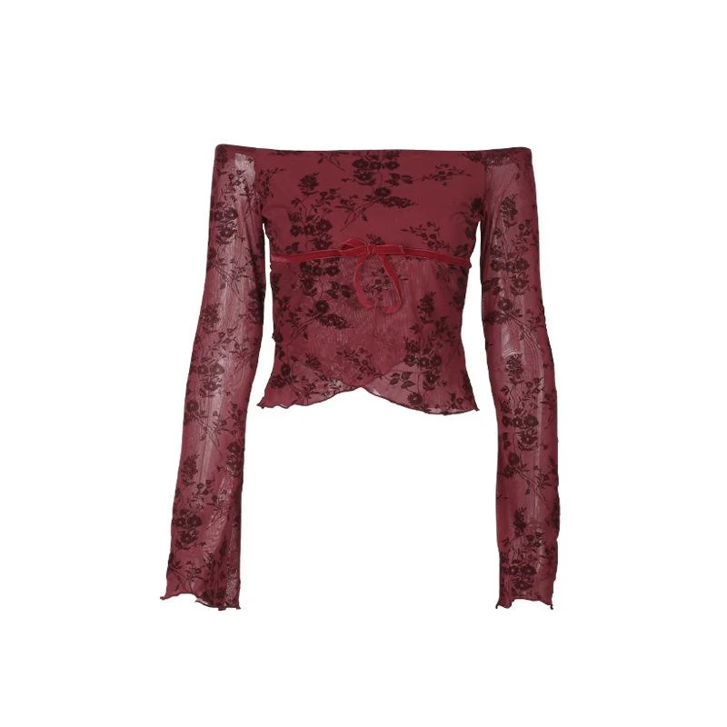 Fairycore off-shoulder top met bloemenprint