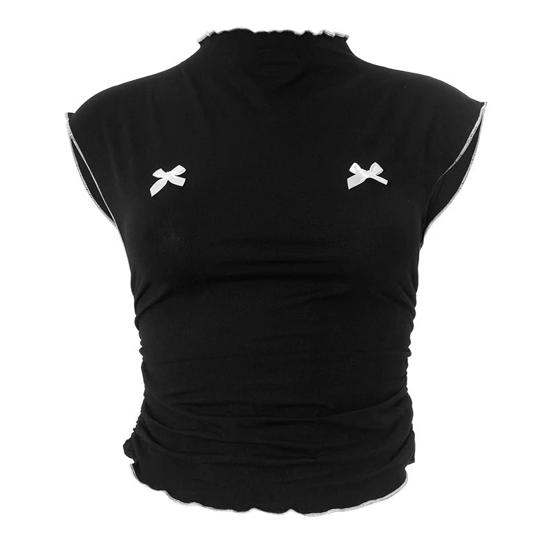 Fairycore crop top met ruches en strik