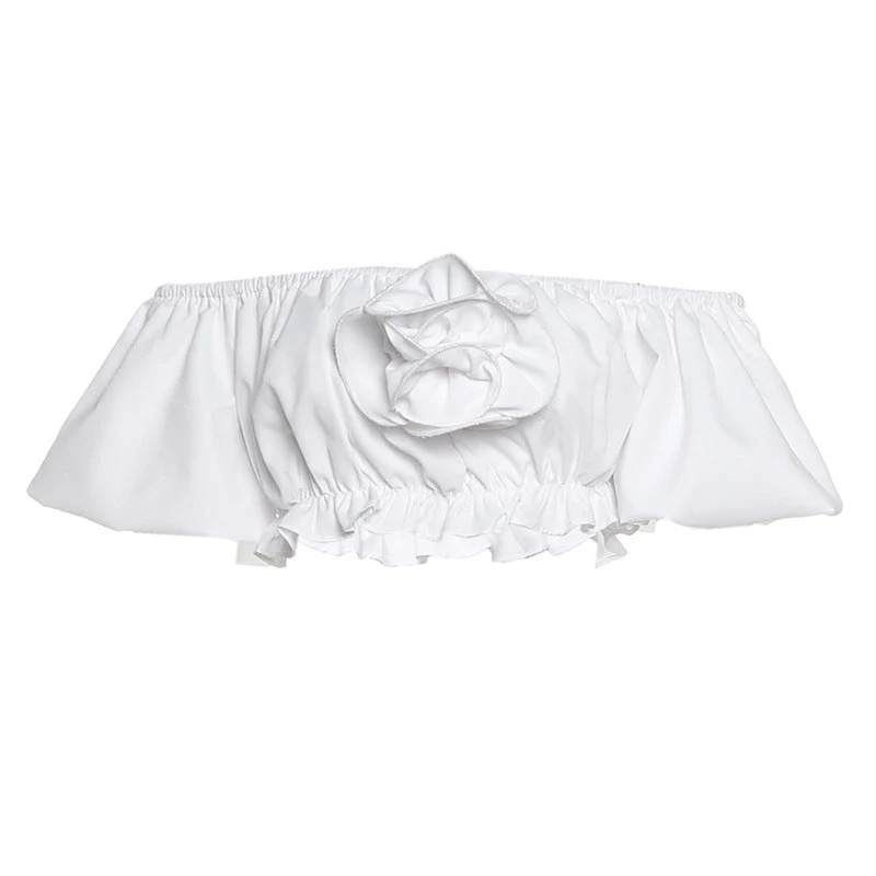 Fairycore ruched flower applique crop top