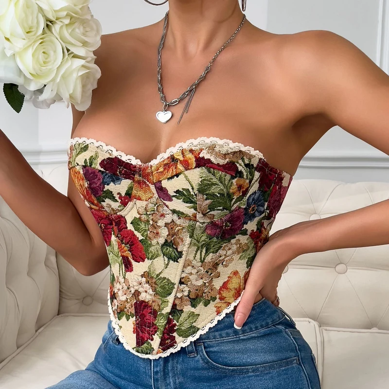 Fairycore sweetheart top met bloemenprint