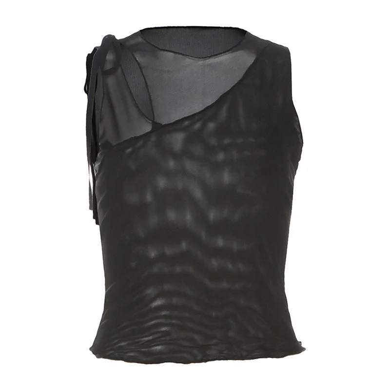 Fairycore uitgeholde mesh top met ruches