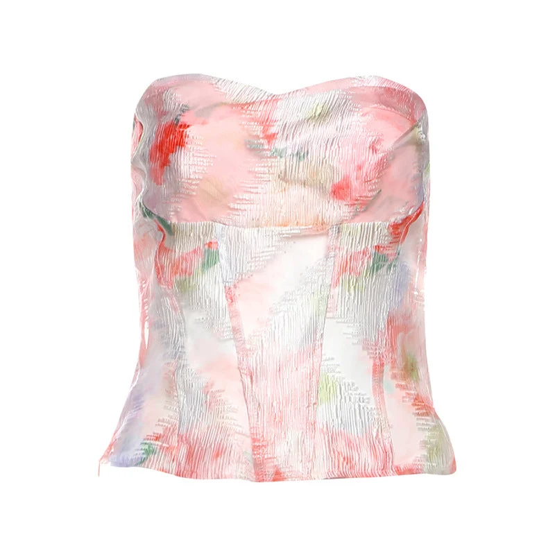 Grunge strapless tube top met rits en open rug