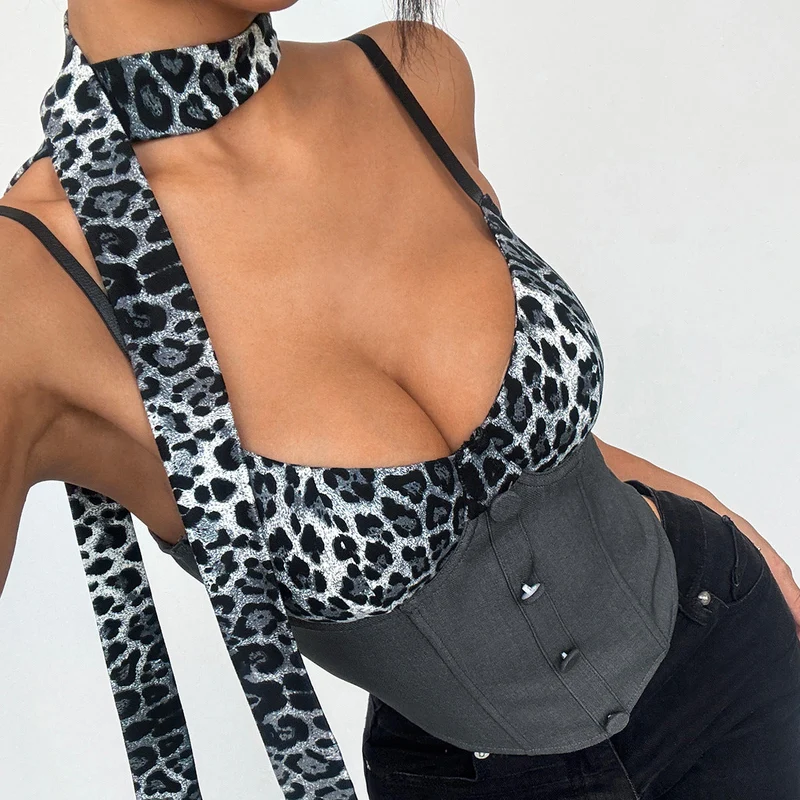 Y2K cami top met luipaardprint