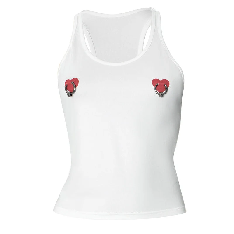 Grunge sweetheart print o ring tank top
