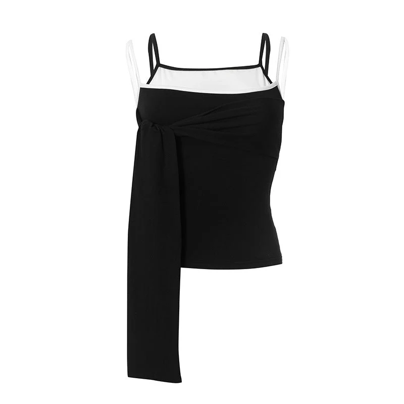 Cami-top met vierkante hals en knooppatchwork