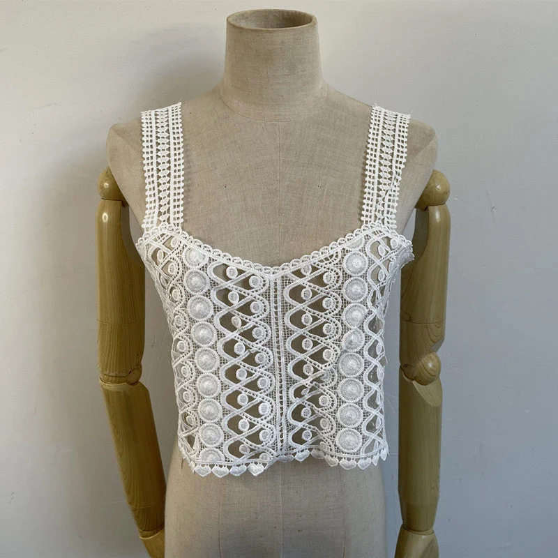 Goth embroidery hollow out cami top