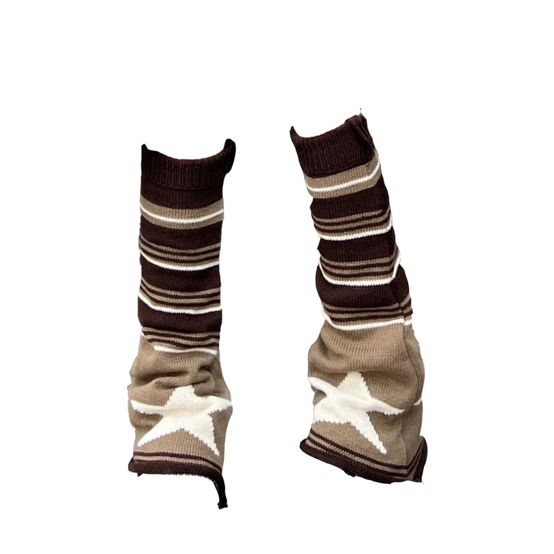 Goth star pattern striped thigh high stockings