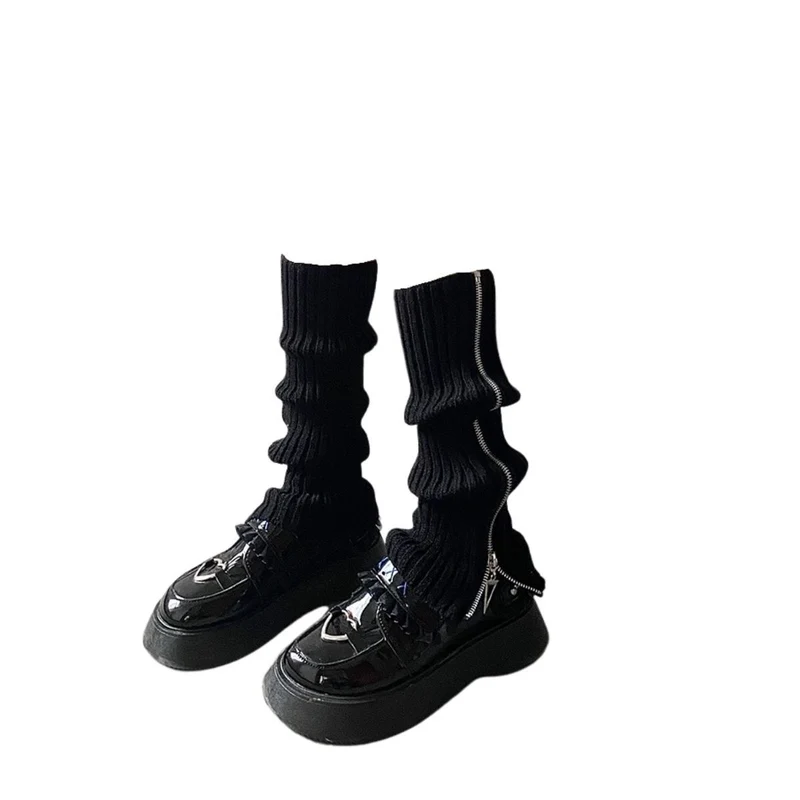 Grunge geribbelde contrasterende kousen met ritssluiting