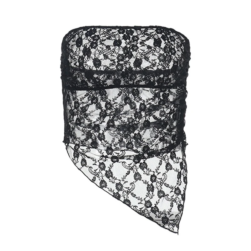 Fairycore tube top met onregelmatig kant