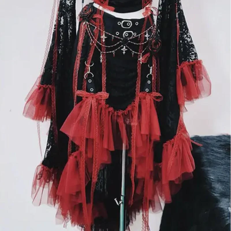 Fairycore long sleeve flower ruffle top