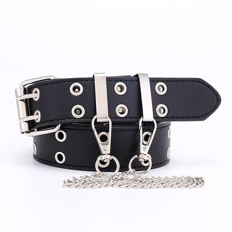 Gotische riem met contrasterende kettinggesp van PU