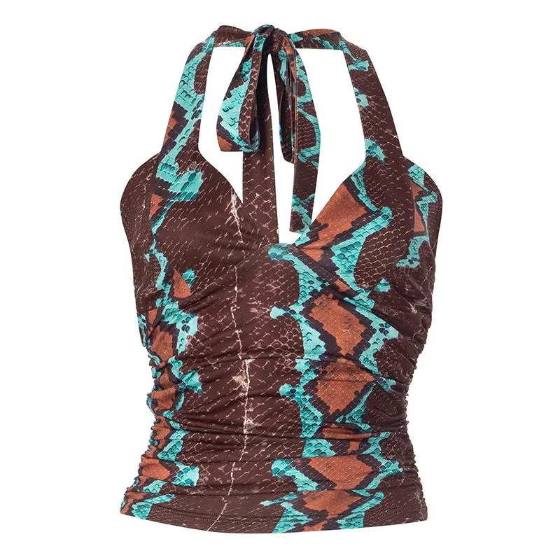 Grunge ruched self tie halter top