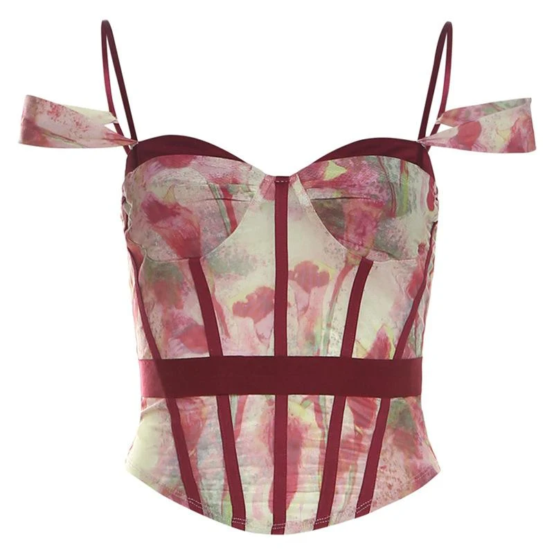 Y2K sweetheart off-shoulder bustier top