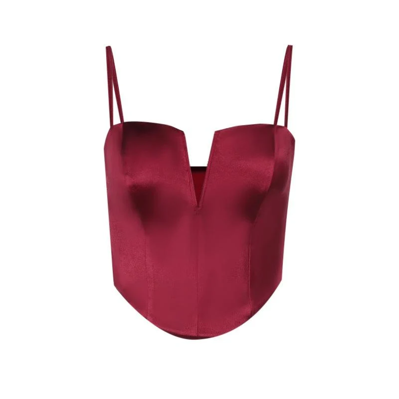 Fairycore satijnen camisole met V-hals en open rug