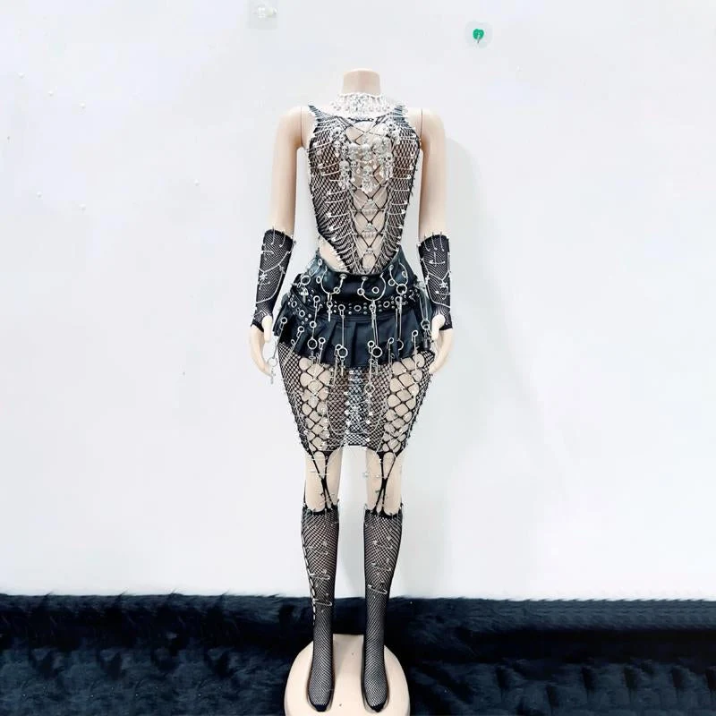 Goth skull fishnet hollow out top
