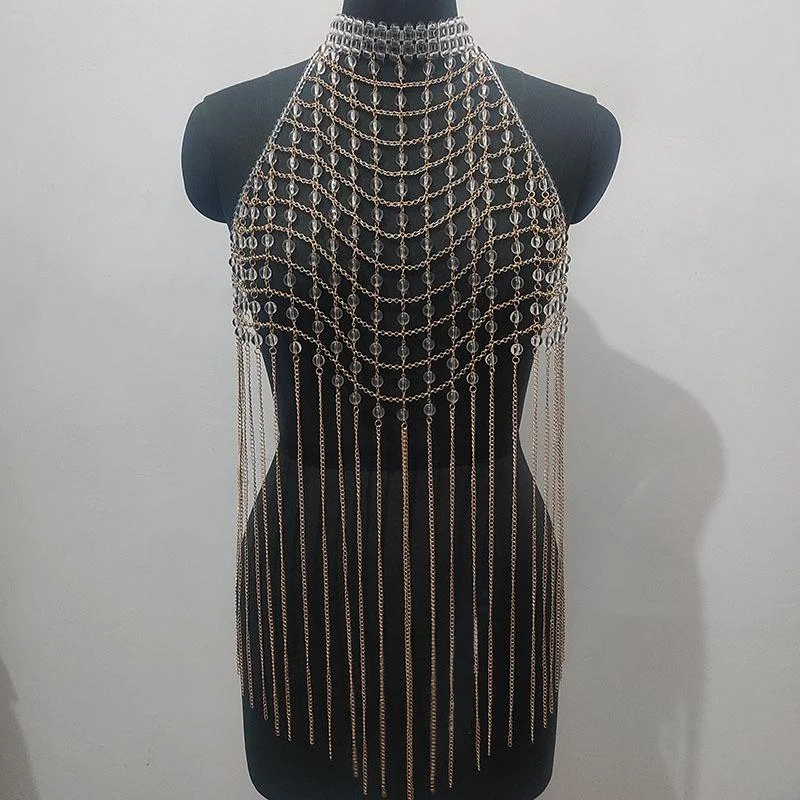 Halter holle metalen ketting top zonder rug