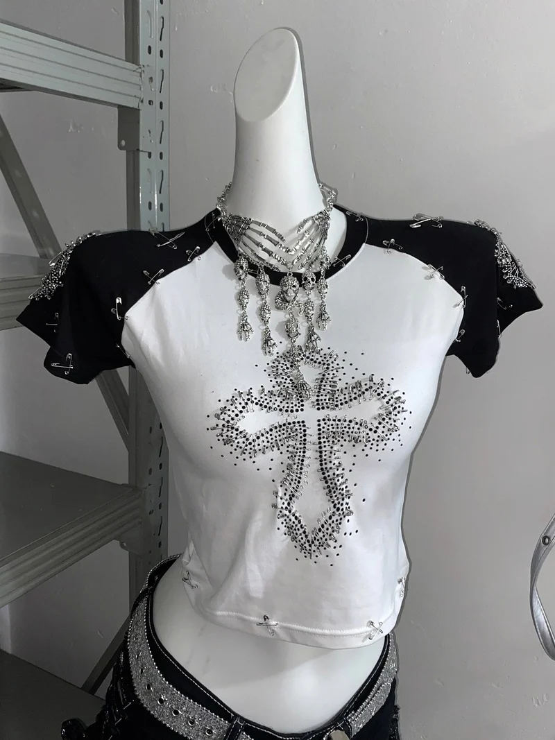 Fairycore beaded mesh flower short pant set