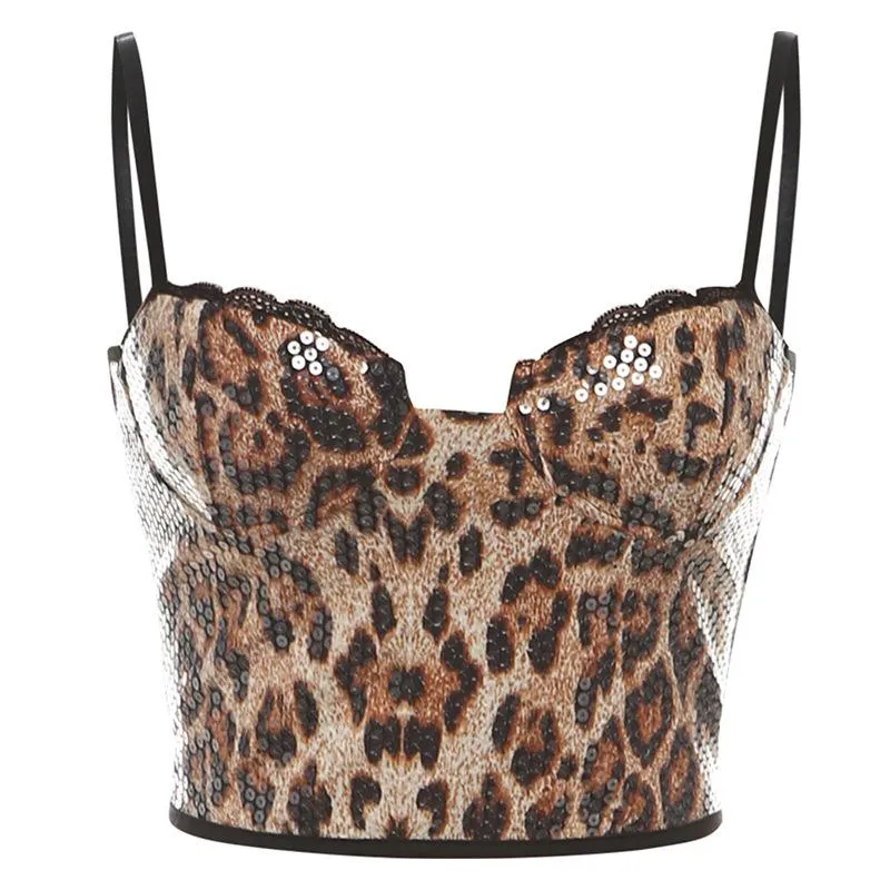 Fairycore leopard print lace hem cami crop top