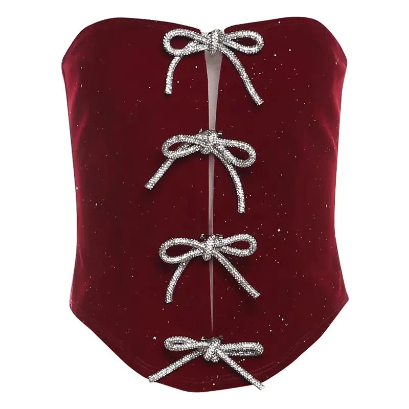 Glitter top met strik en open rug