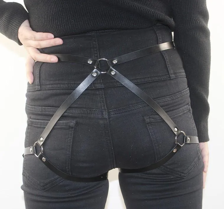 Gotische kousenband met o-ring van PU-leer